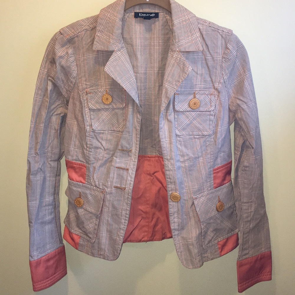 Bebe Tan/Orange Plaid Blazer